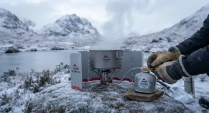Using the MSR WindPro II in inverted canister mode during a UK winter camping trip