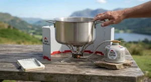 Checking the stability of the MSR WindPro II burner with a large pot