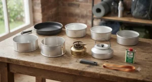 All individual components of the Trangia stove system displayed