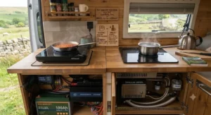 Overview of choosing between a diesel camping stove and an electric camping stove for UK van life.