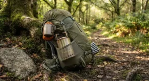 Solo Stove Lite packed neatly in a rucksack side pocket for wild camping