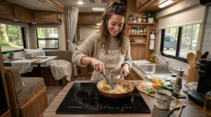 Energy efficient 12V induction hob for motorhome lifestyle during a weekend getaway